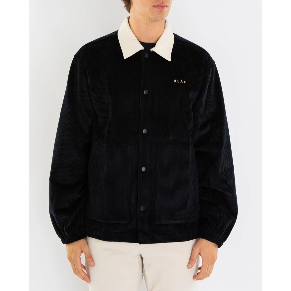 Olaf Hussein Corduroy Coach Jacket Blue Heren