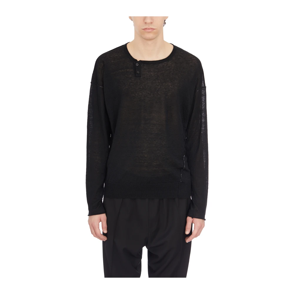 Isabel Benenato Linnen Crewneck Top Black Heren