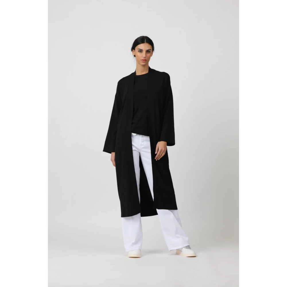 Alpha Studio Lang Gebreid Vest Black Dames