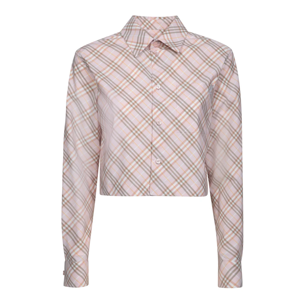 Burberry Geruite Lange Mouwen Shirt Pink Dames