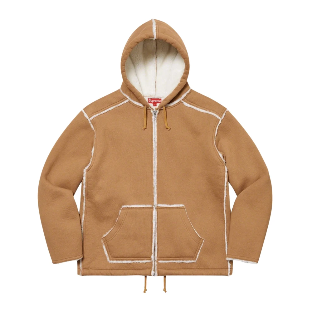 Supreme Beperkte oplage Shearling Hooded Jacket Beige Heren