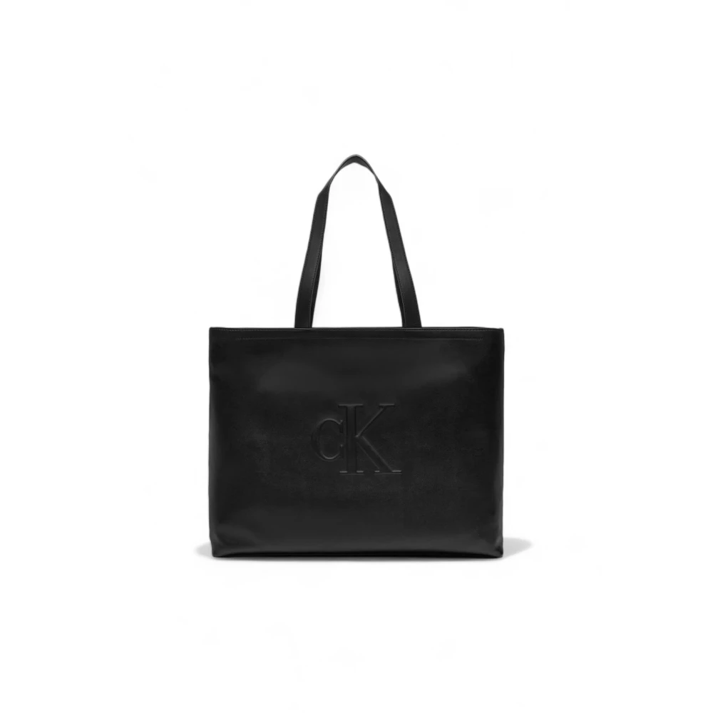 Calvin Klein Jeans Slanke Tote Deboss Collectie Herfst Winter Black Dames