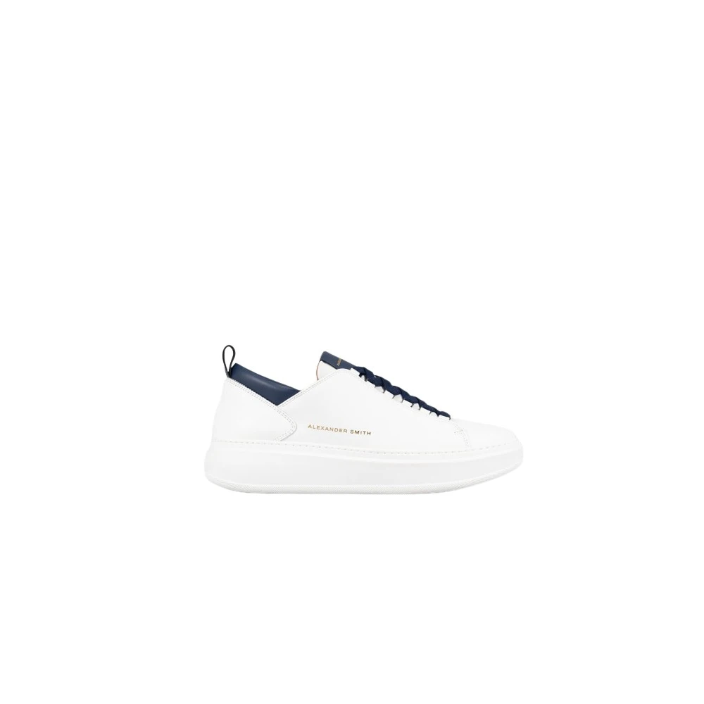 Alexander Smith Witte-blauwe leren sneakers Wembley stijl Heren Schoenen