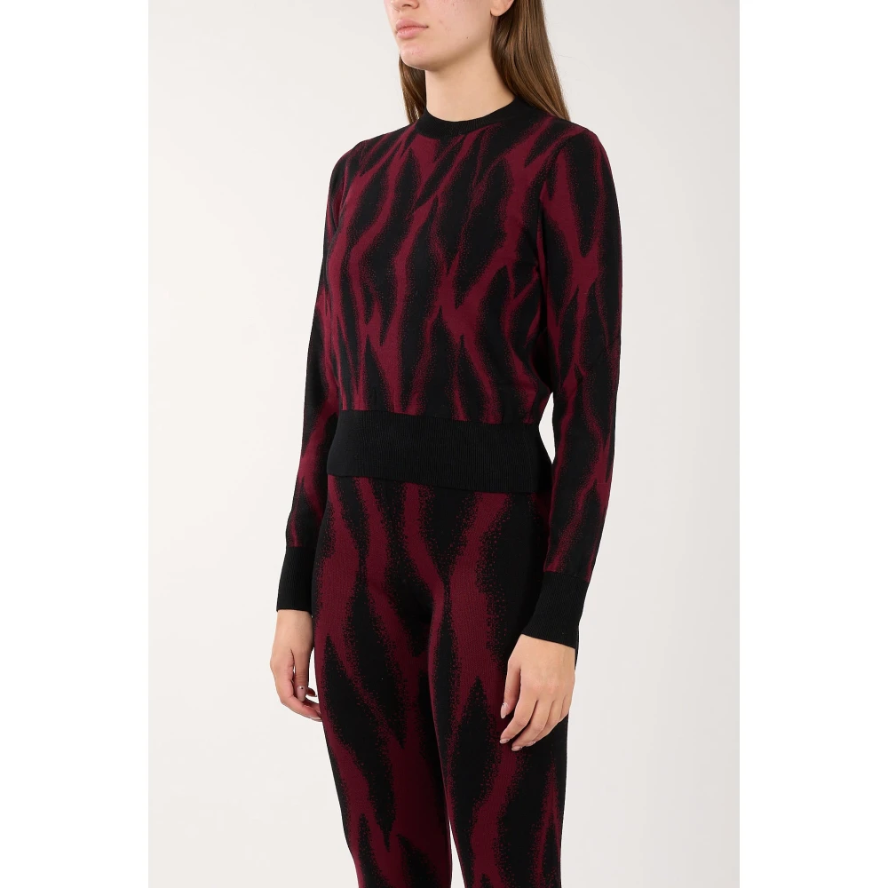 Akep Animal Print Cropped Viscose Top Red Dames
