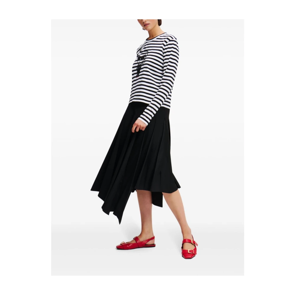 Karl Lagerfeld Ikon Print Stripe TOP Black Dames