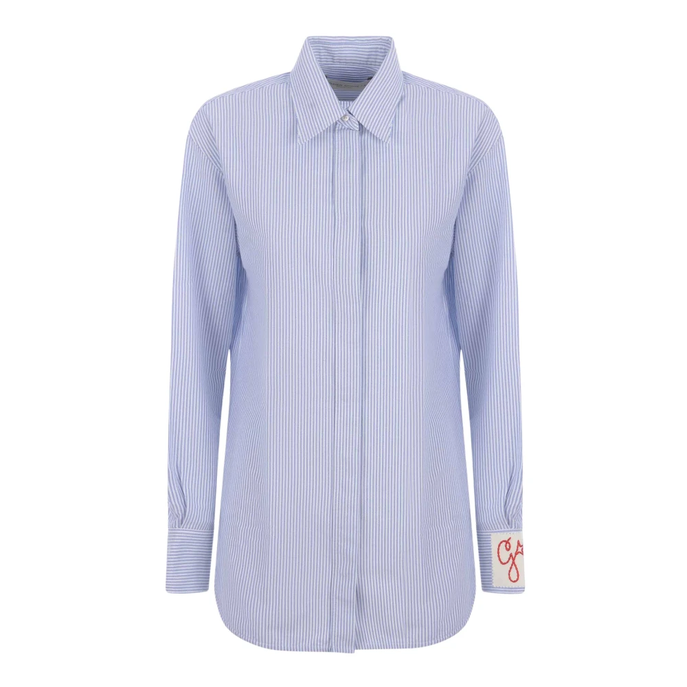 Golden Goose Oxford Gestreepte Overhemd Blue Dames