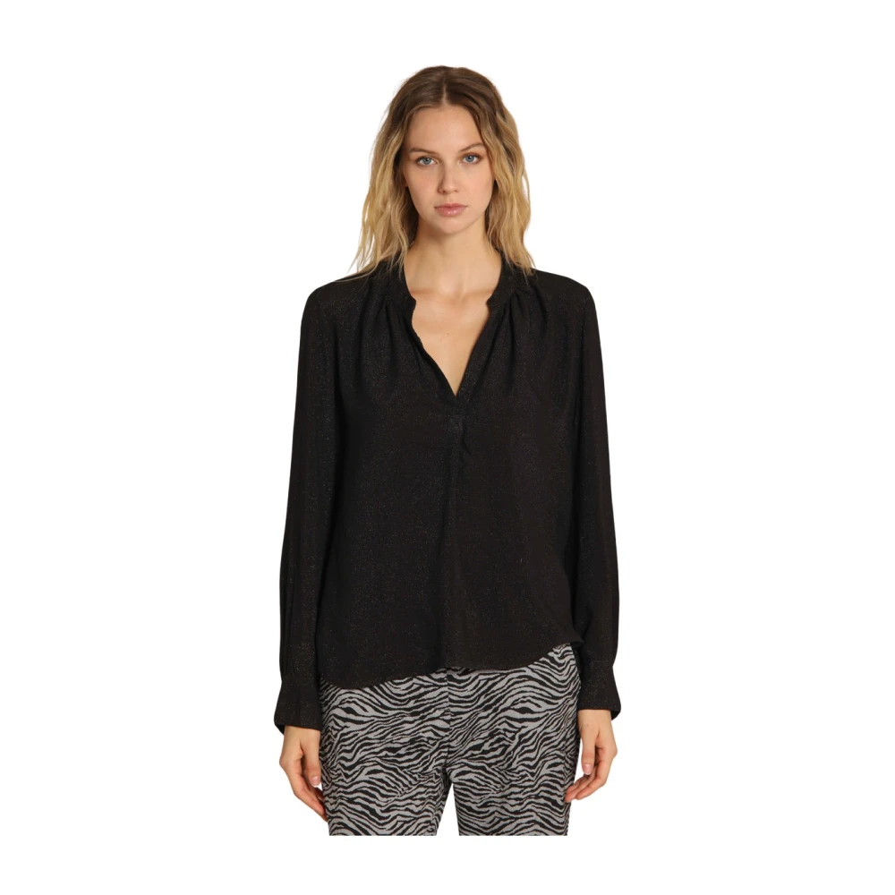 Mason's Adele Lurex Shirt met Lange Mouwen Black Dames