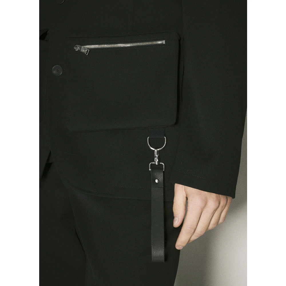 Lanvin Wollen Twill Multi-Pocket Jas Black Heren