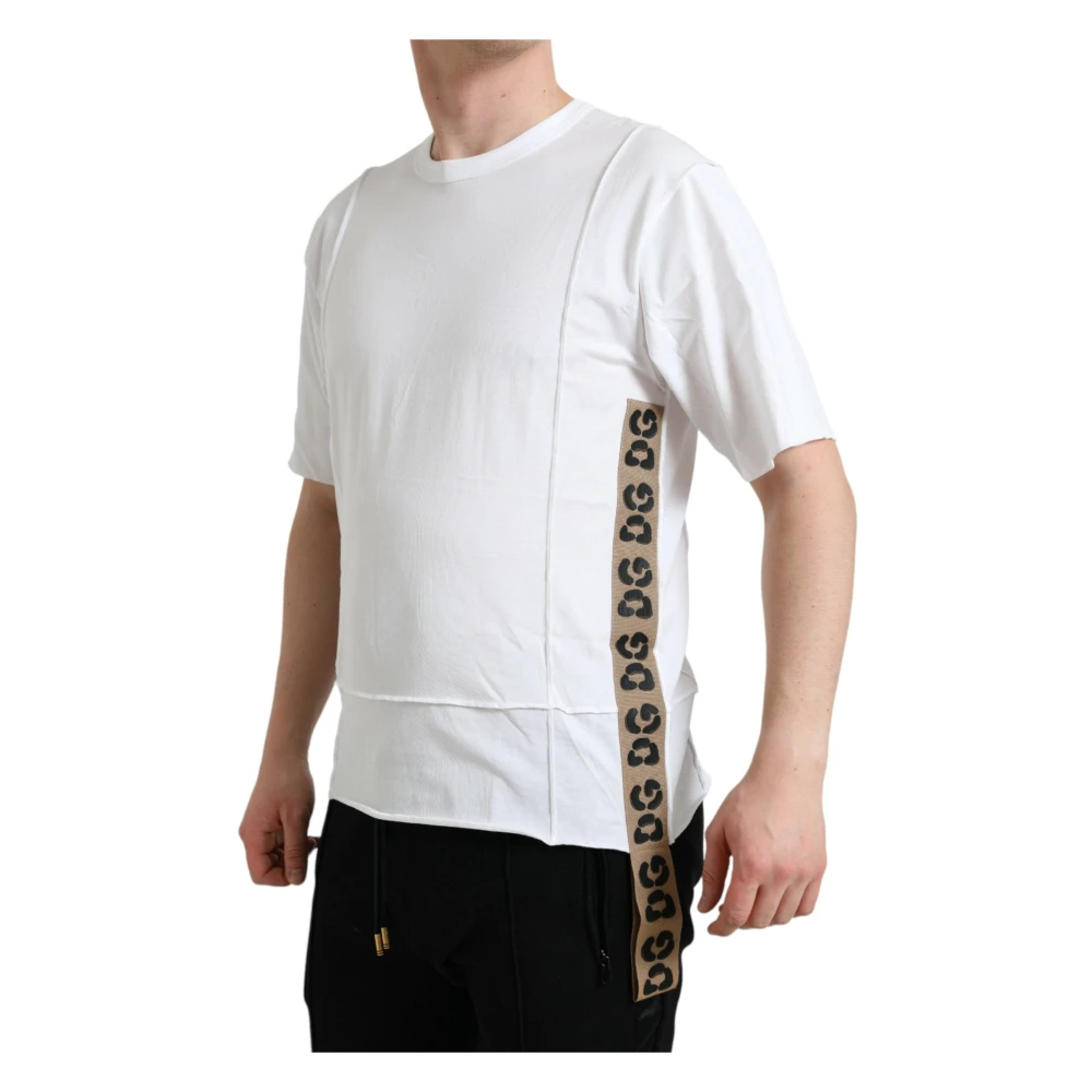 Dolce & Gabbana Wit Logo T-shirt met ronde hals en korte mouwen White Heren