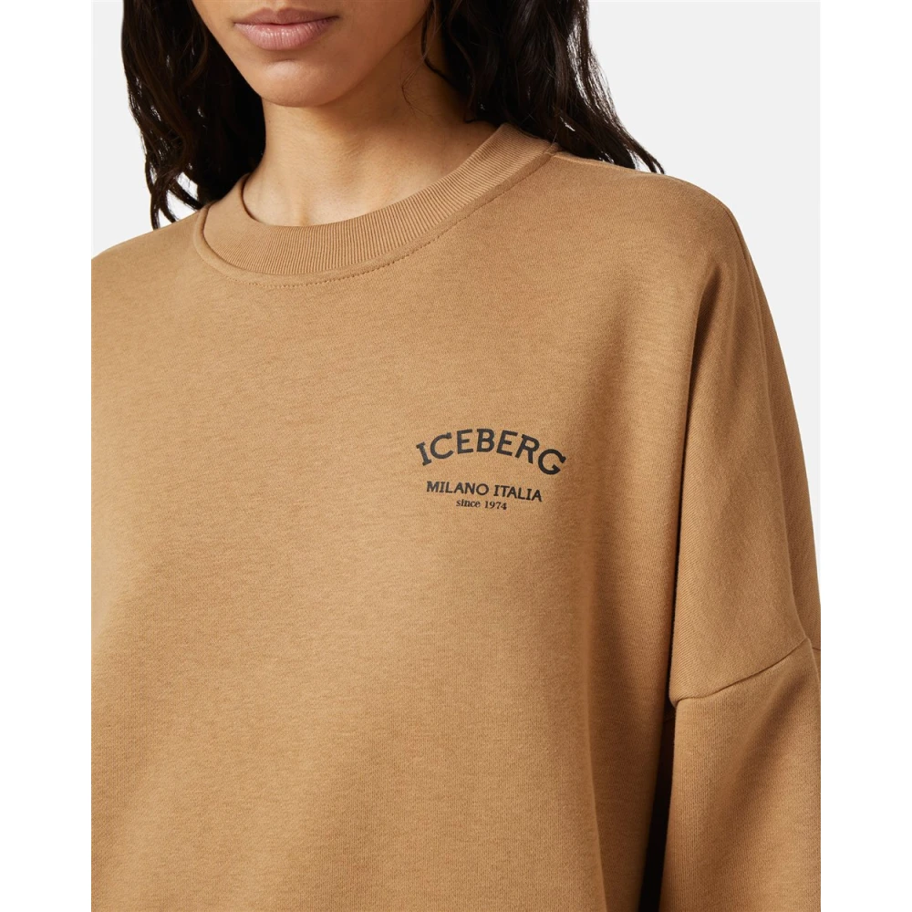 Iceberg Sweatshirt met ronde hals en logo Brown Dames