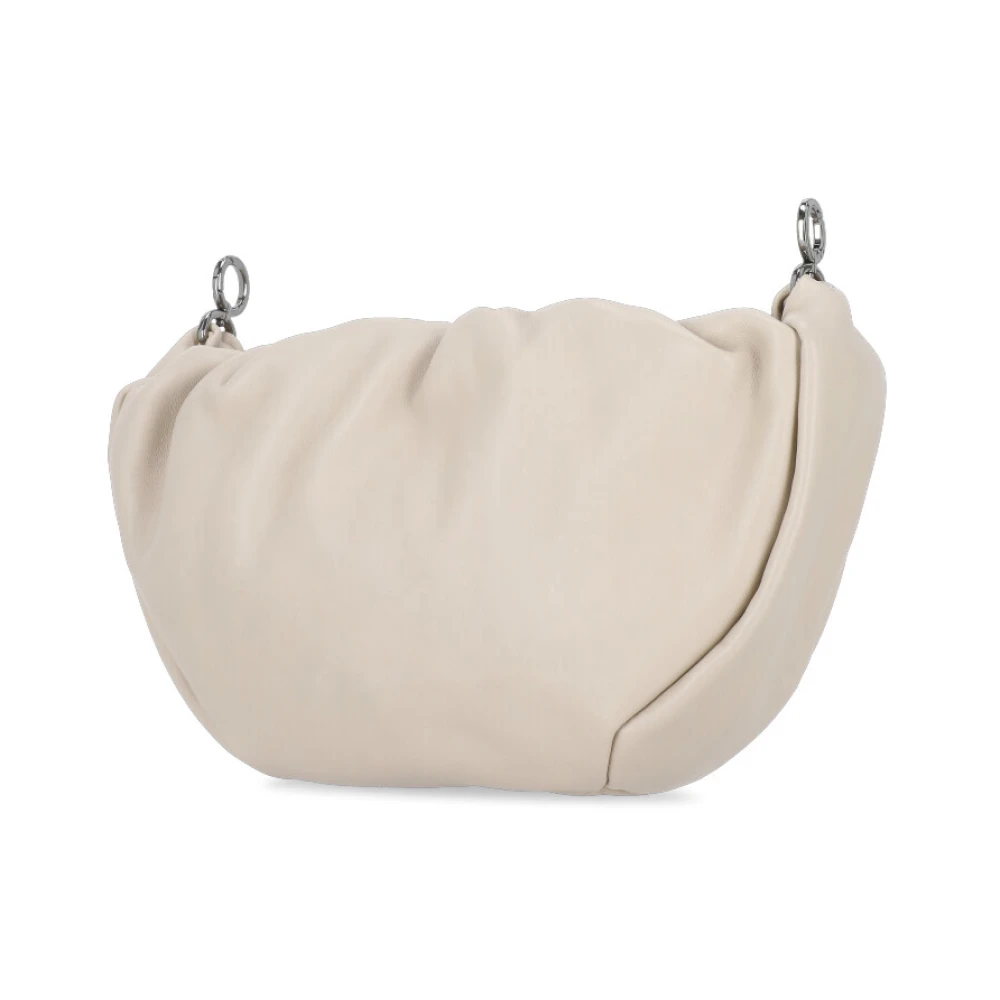 BRUNELLO CUCINELLI Beige leren schoudertas met logo Beige Dames