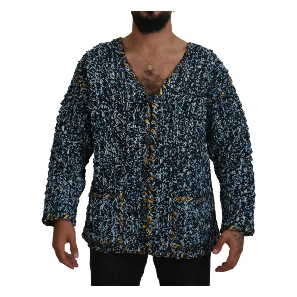 Dolce & Gabbana Men's Blue Button Cardigan Sweater