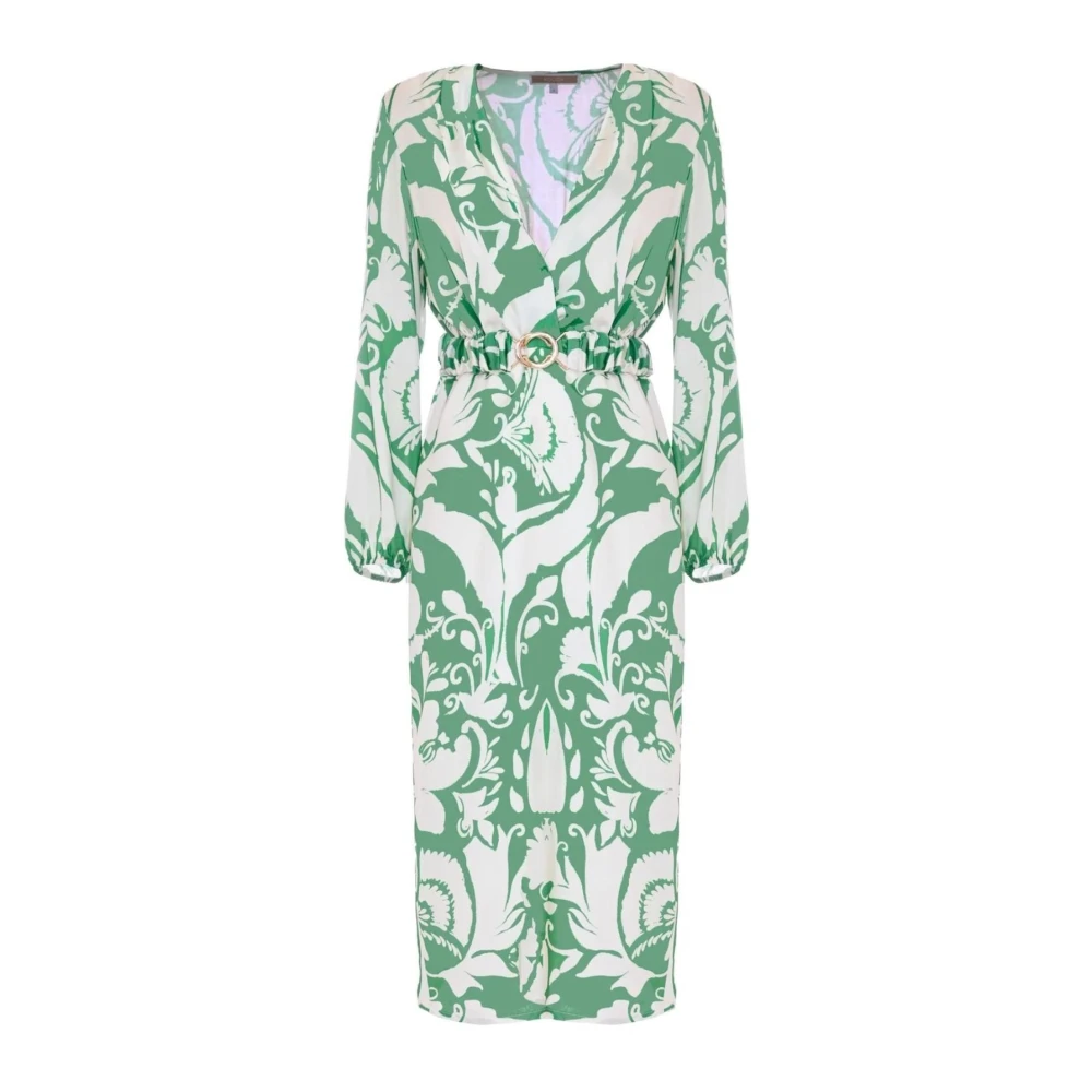 Kocca Midi Jurk met Elastische Riem Multicolor Dames