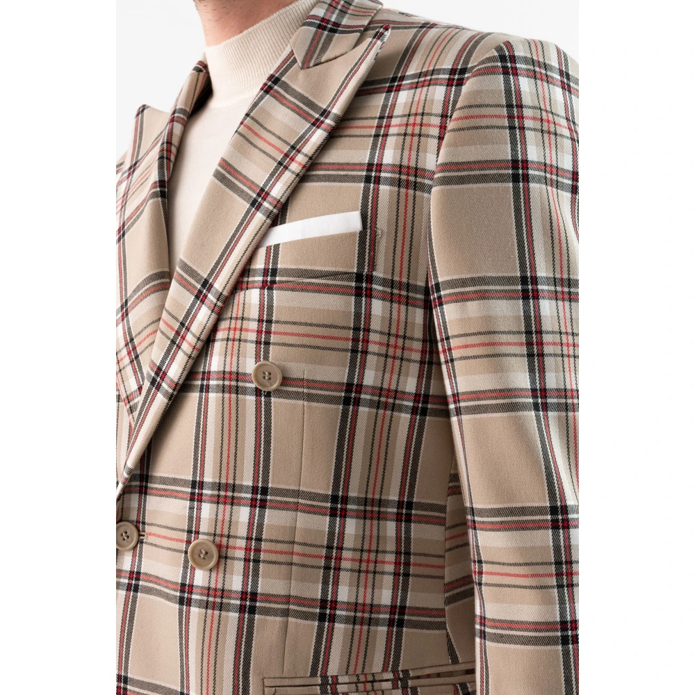 Corsinelabedoli Geruite Print Double-Breasted Jas Multicolor Heren