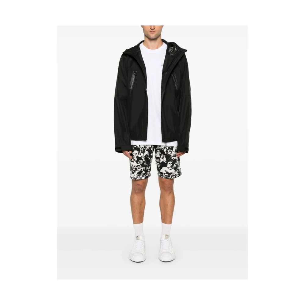 Daily Paper Zwarte Waterdichte Shell Jas met Capuchon Black Heren