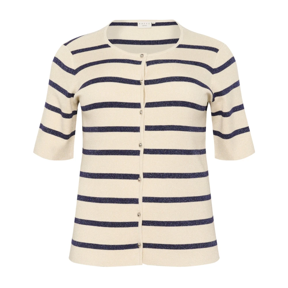 Kaffe Curve White Cardigans, Female, L, Striped Cardigan Silver Blue