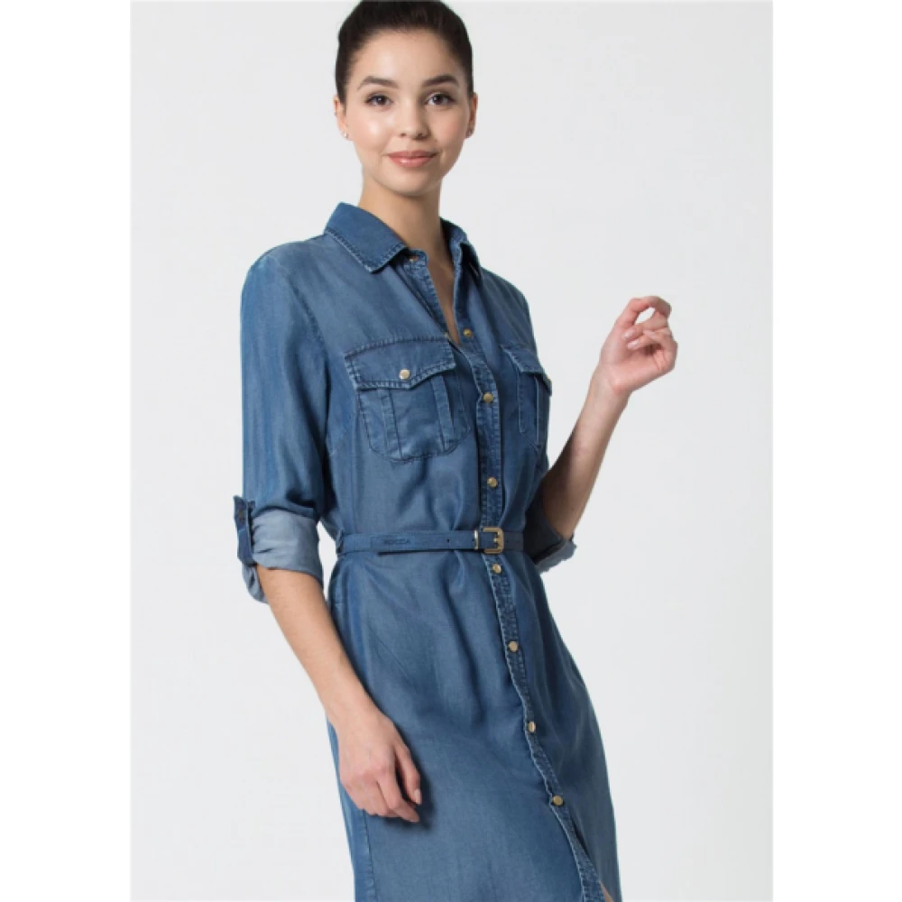 Kocca Denim overhemdjurk met borstzakken Blue Dames