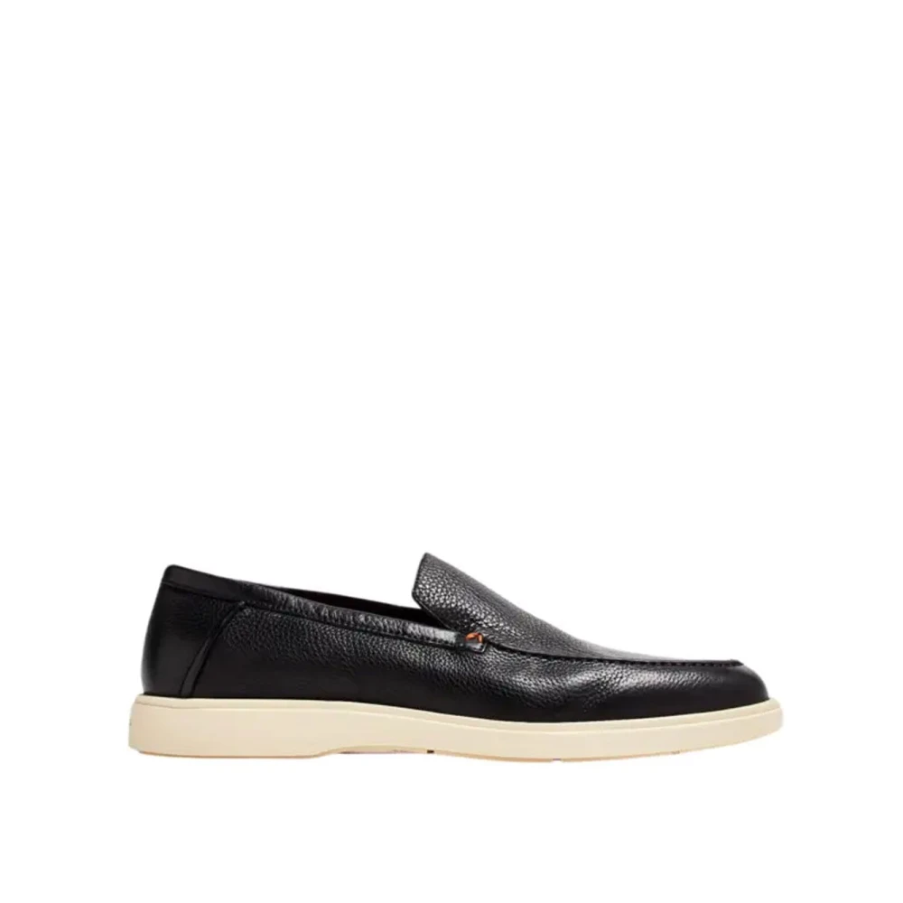 Santoni Men's Black Classic Leather Loafers - Loafers - 8 Uk - Shoes