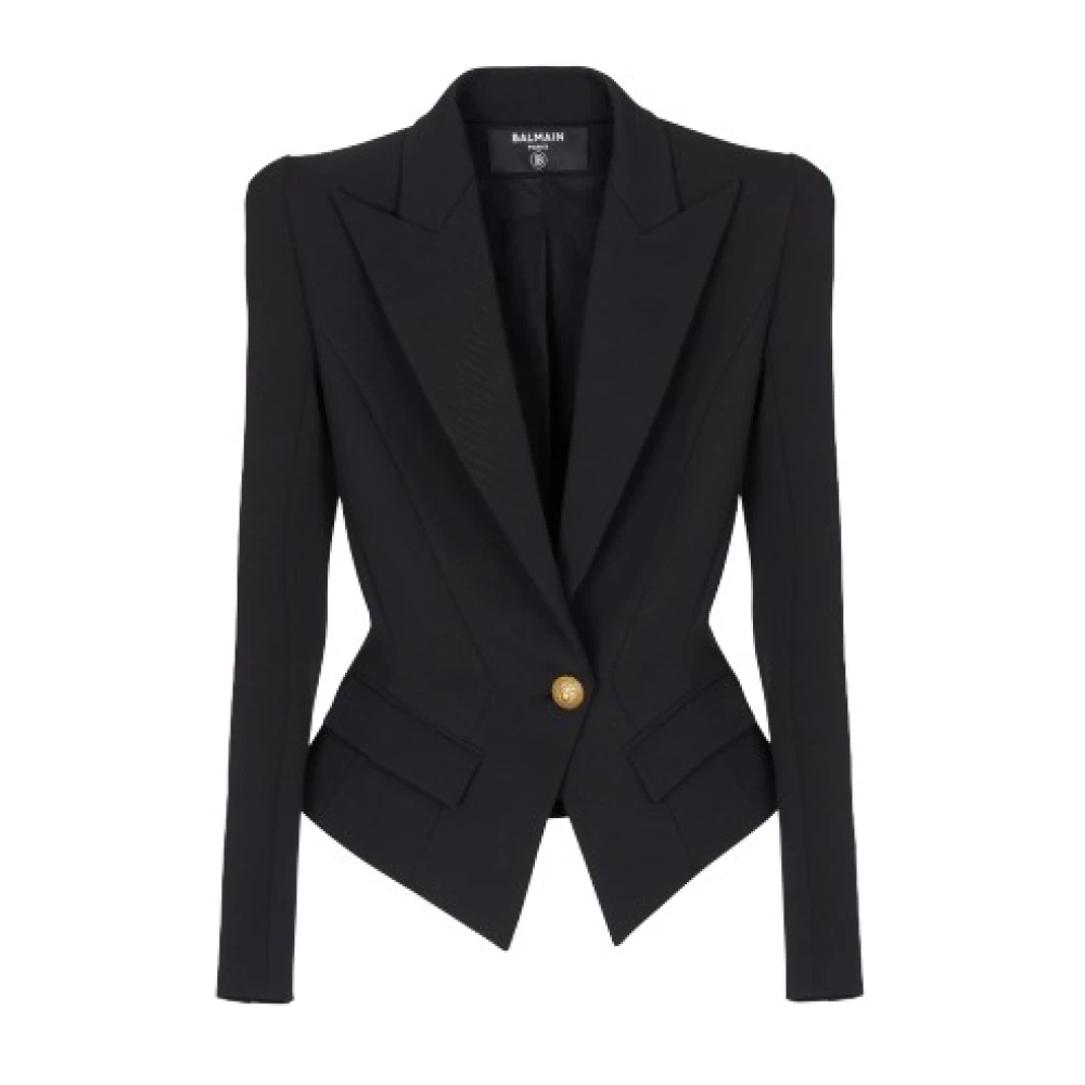 Balmain Getailleerd blazerjasje met gouden knopen Black Dames