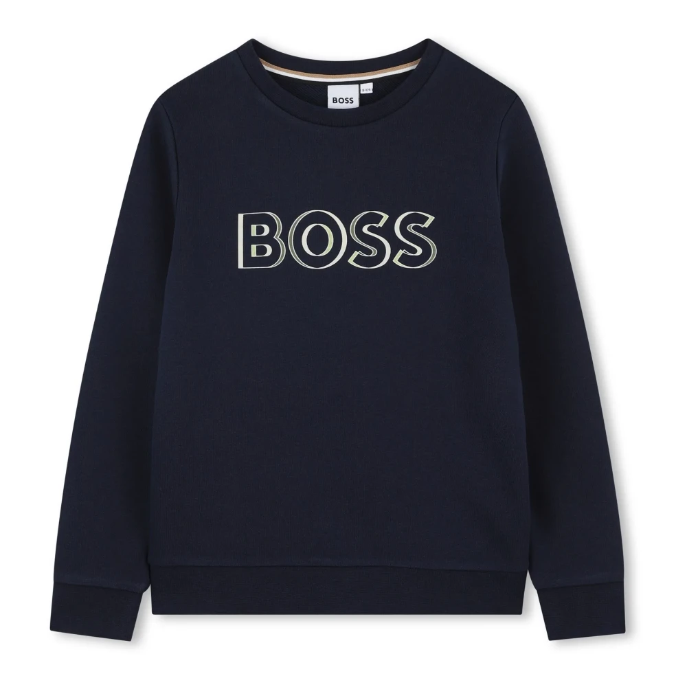 Hugo Boss Blå Crewneck Sweatshirt med Logoprint Blue, Pojke