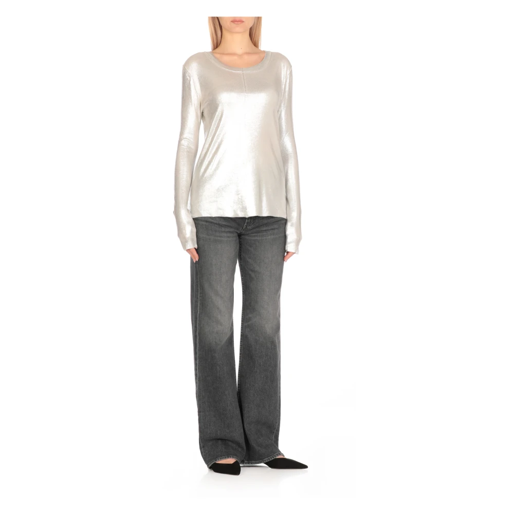 Avant Toi Zilveren Lurex Trui Ronde Hals Lange Mouwen Gray Dames