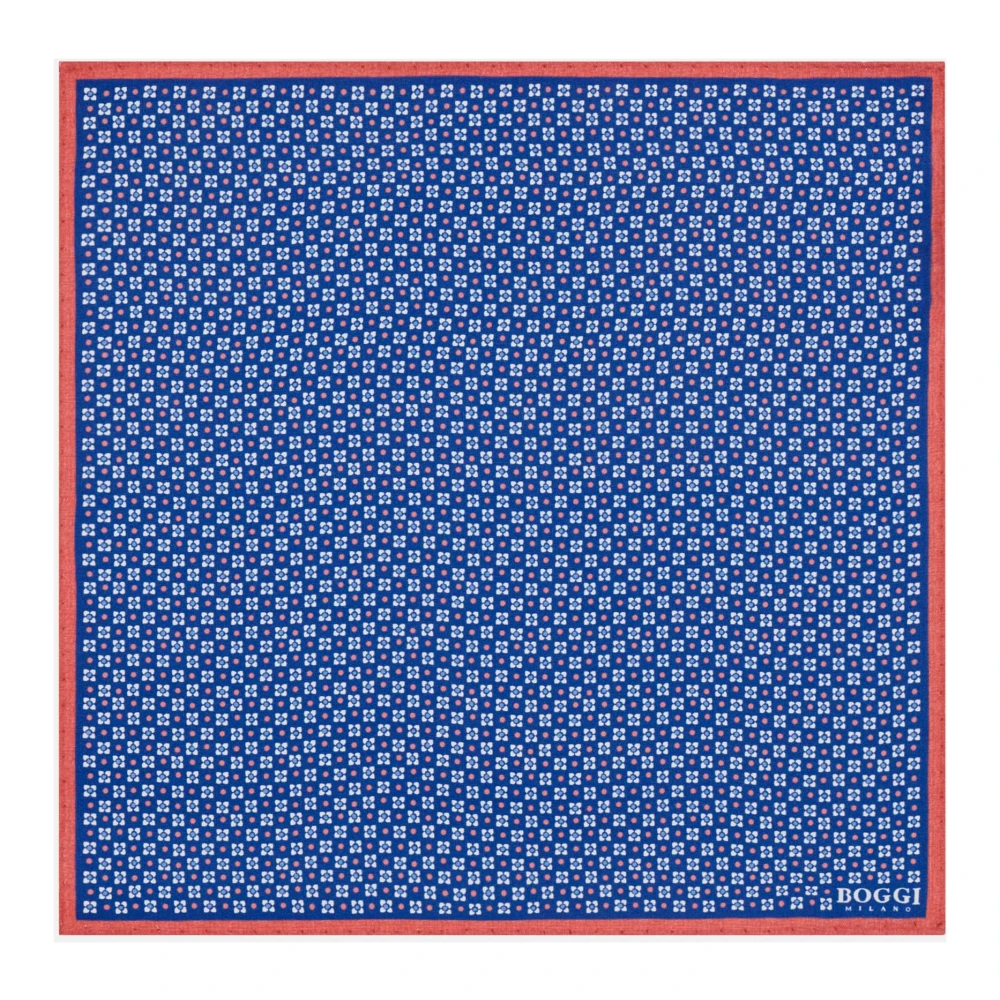 Boggi Milano Bloemen zijden pochet Blue Heren