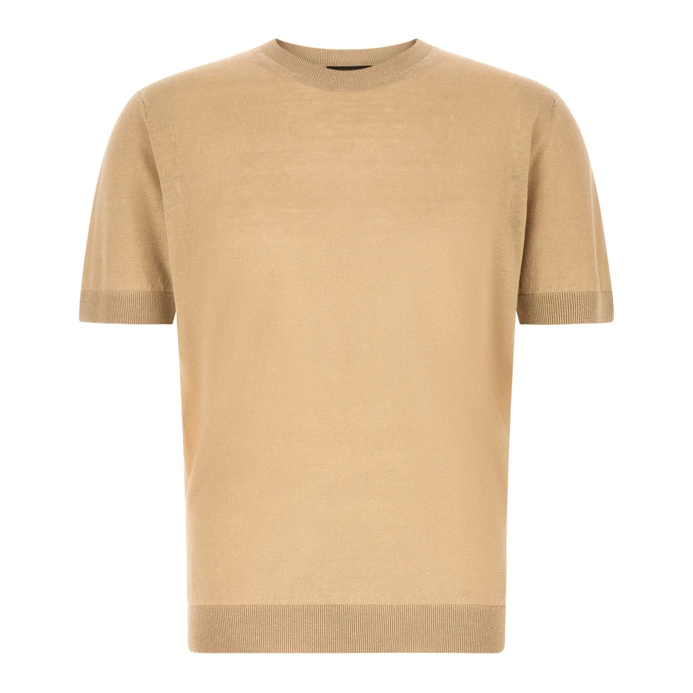 Zanone Men's Beige Round-Neck Knitwear, 3XL, Ice Lino Jumper