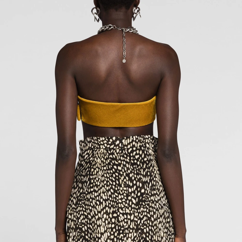 Roberto Cavalli Velvet Bandeau Top Bodycon Fit Italië Yellow Dames