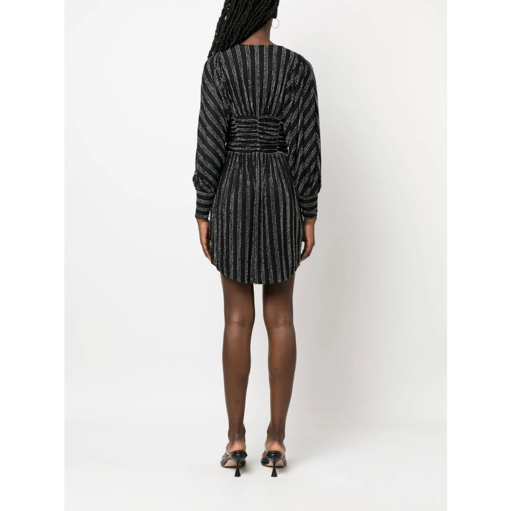 IRO Zwarte Metallic-Geribbelde Jurk met Lange Mouwen Black Dames