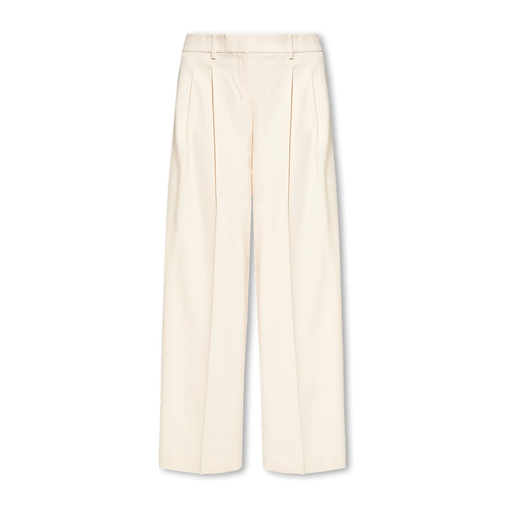 Theory Beige Wide Pleat-Front Trousers - Female - Wide Trousers - 2XS - Trousers