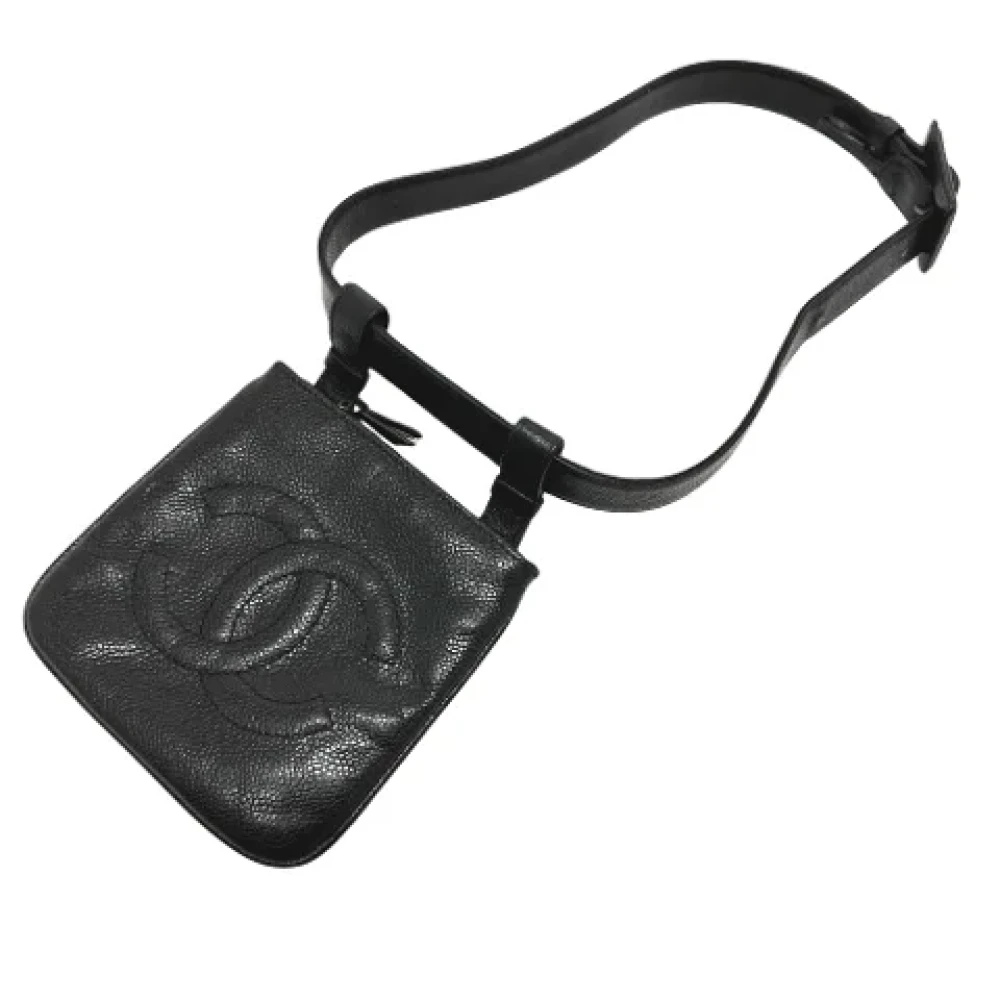 Chanel Vintage Pre-owned Leather clutches Black Dames