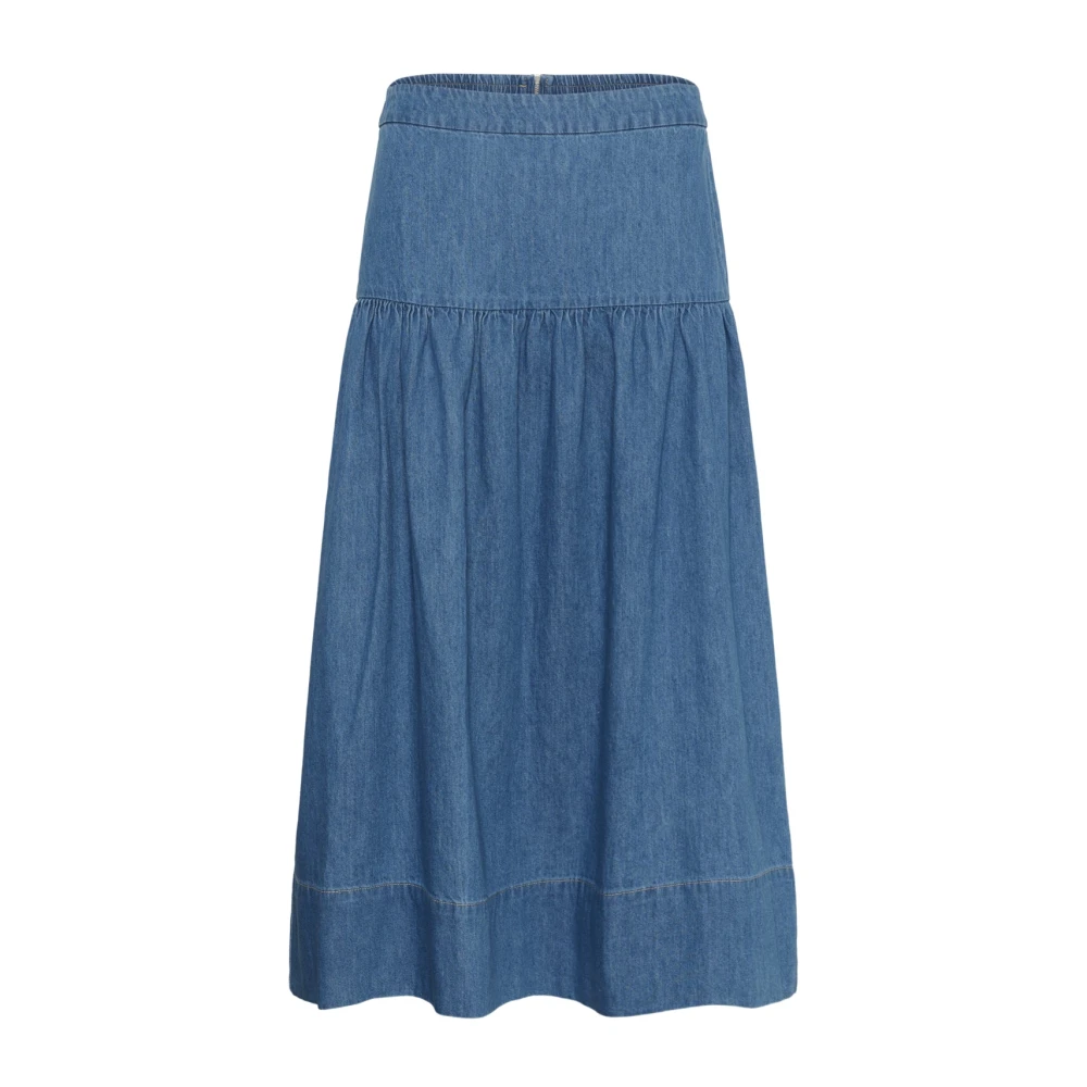 Part Two Women's Blue Denim Skirts, S, Denim Midi Skirt