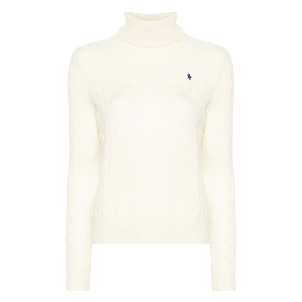 Polo Ralph Lauren Vit Stickad Tröja med Polo Pony White, Dam