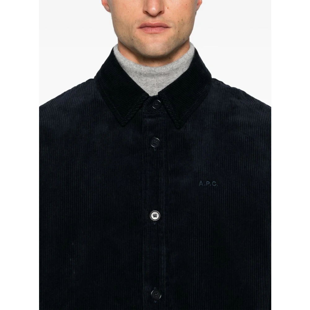A.p.c. Blauwe Knoop Logo Jas Blue Heren