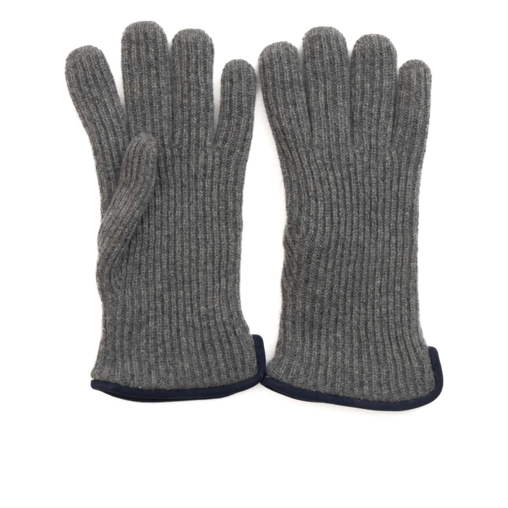 Restelli Guanti Kasjmierhandschoenen met Nappa-details Gray Unisex