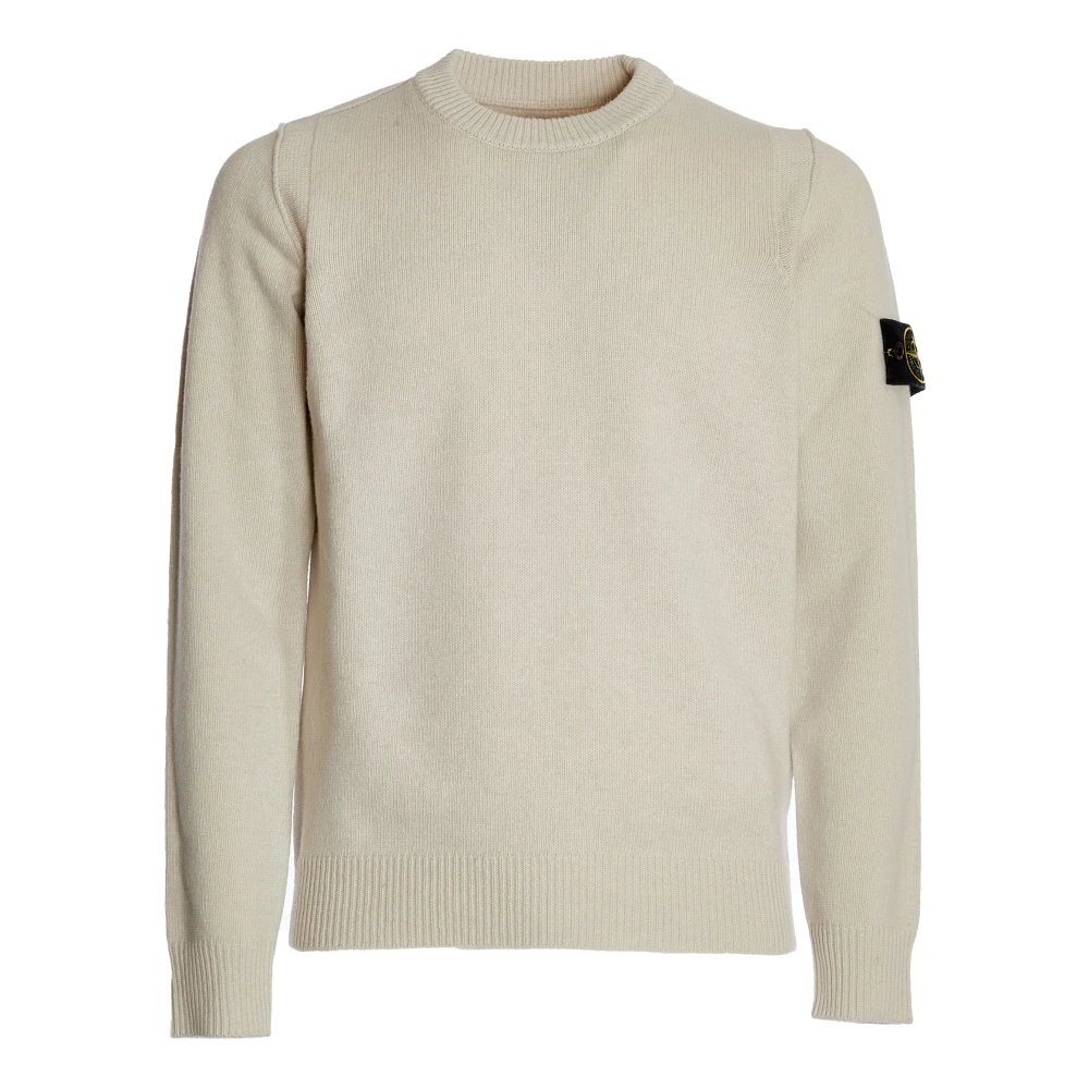 Stone Island Stilren Crew-Neck Lambswool Jumper Beige, Herr