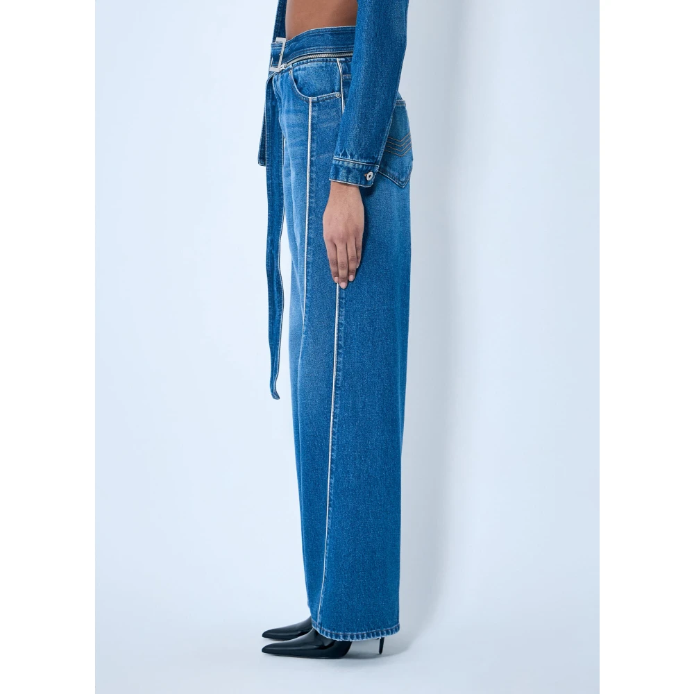 Jean Paul Gaultier Zip-Belt Denim Jeans Blue Dames