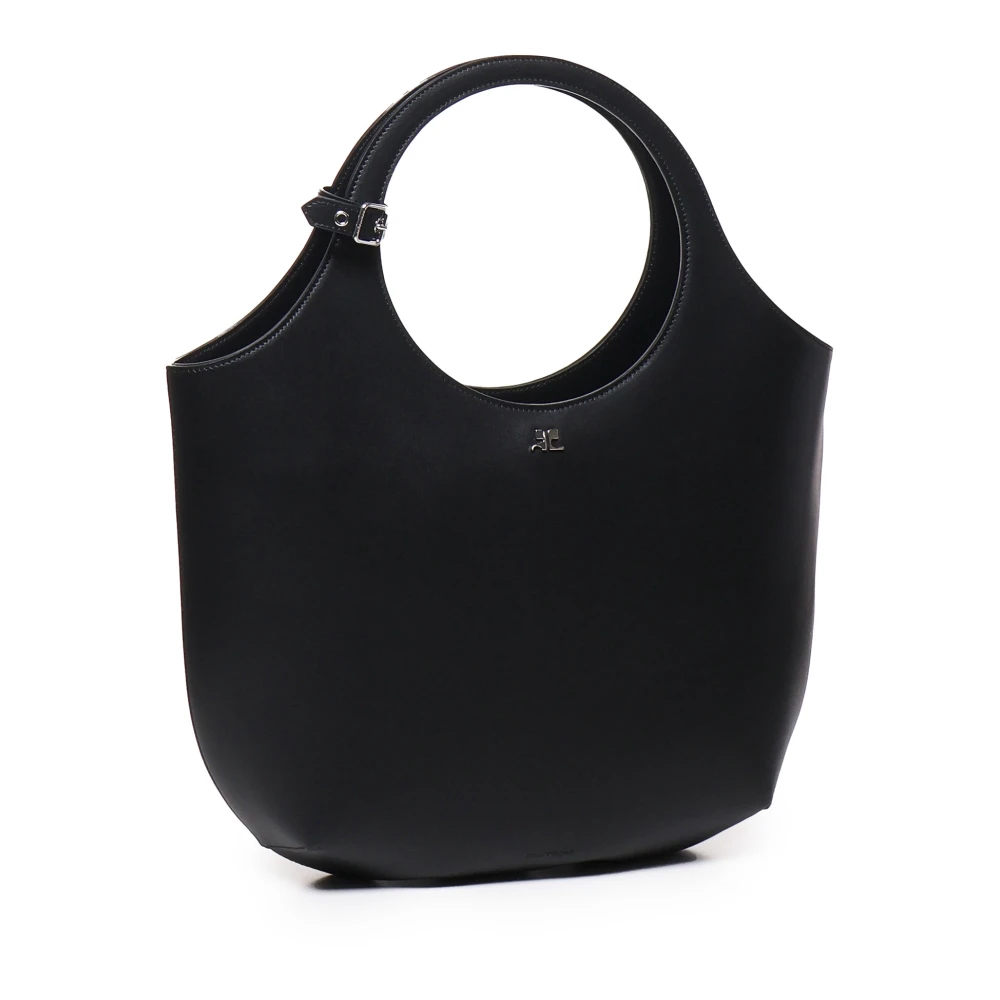 Courrèges Zwarte Leren Schoudertas Black Dames