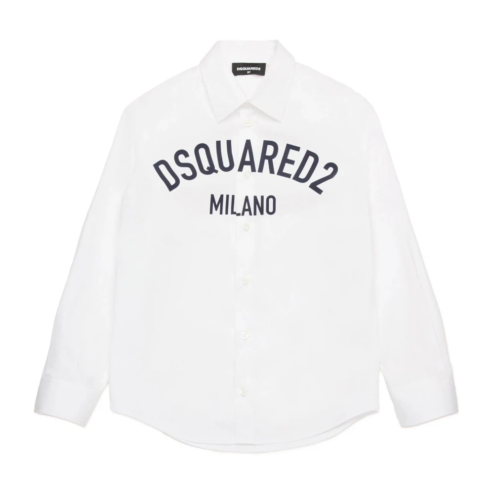 Dsquared2 Barn Logo Print Vit Skjorta White, Pojke