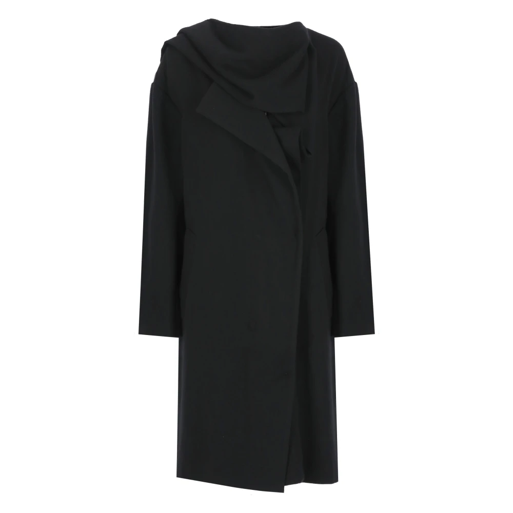 Y-3 Zwarte wollen jas met sjaal Black Dames