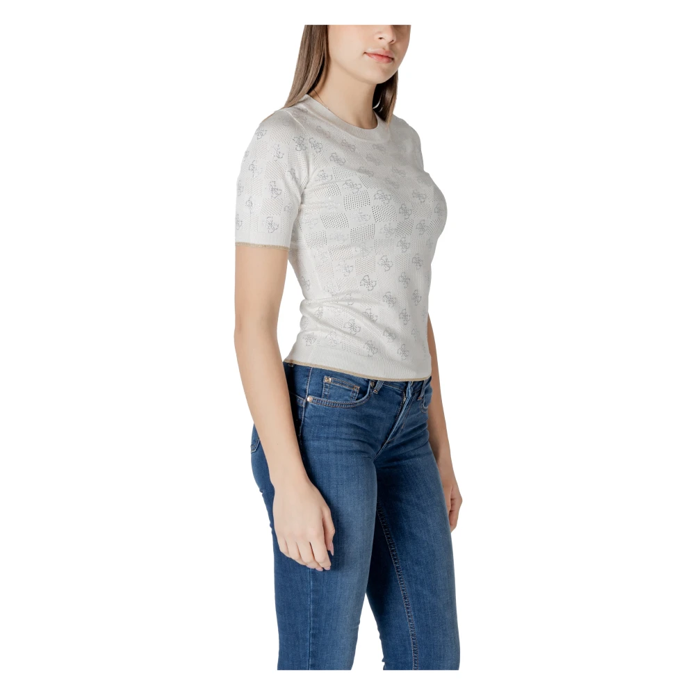 Guess Elegante korte mouw gebreide top White Dames