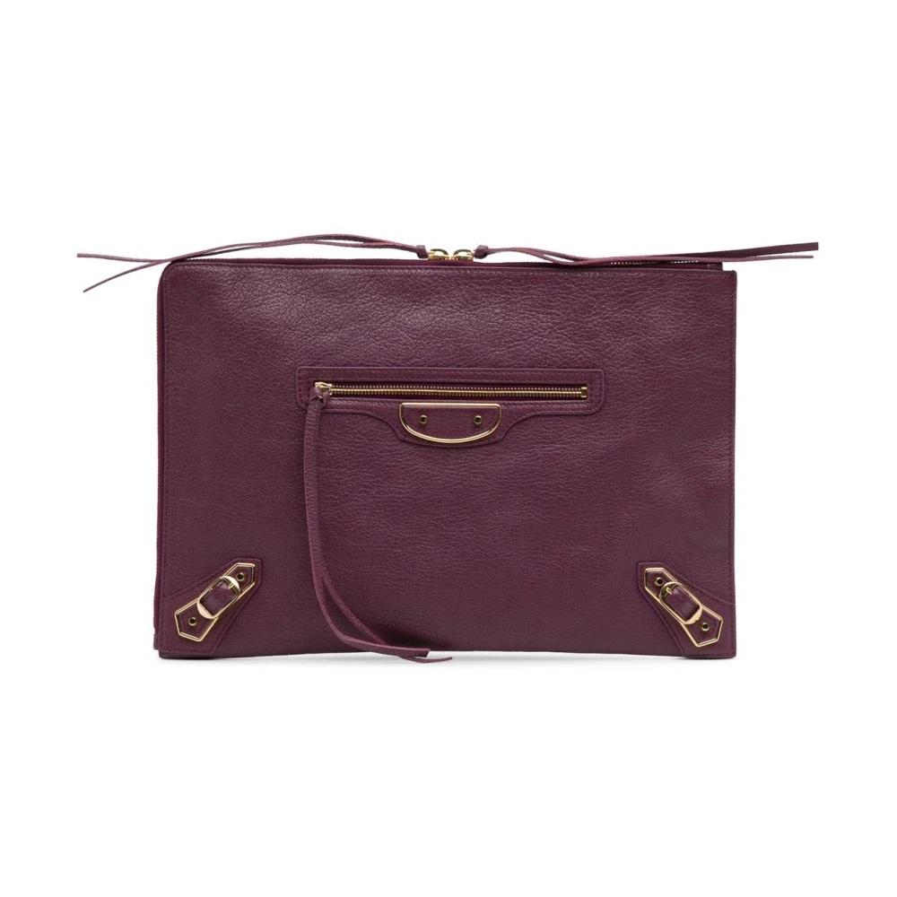 Balenciaga Vintage Women's Purple Pre-Owned Leather Clutch