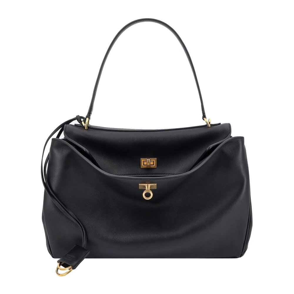 Balenciaga Leren Schoudertas met Sleutelhanger Detail Black Dames