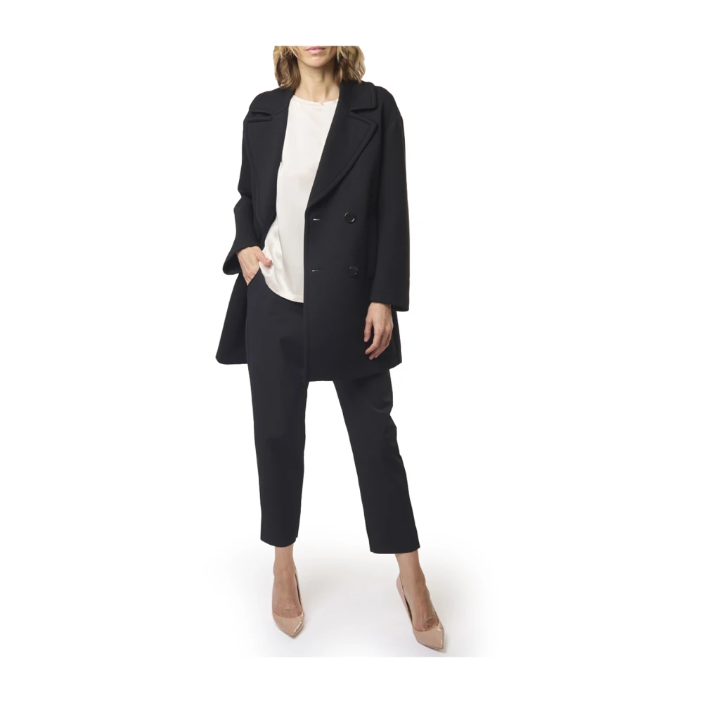 Max Mara Zwarte double-breasted scuba jas Black Dames