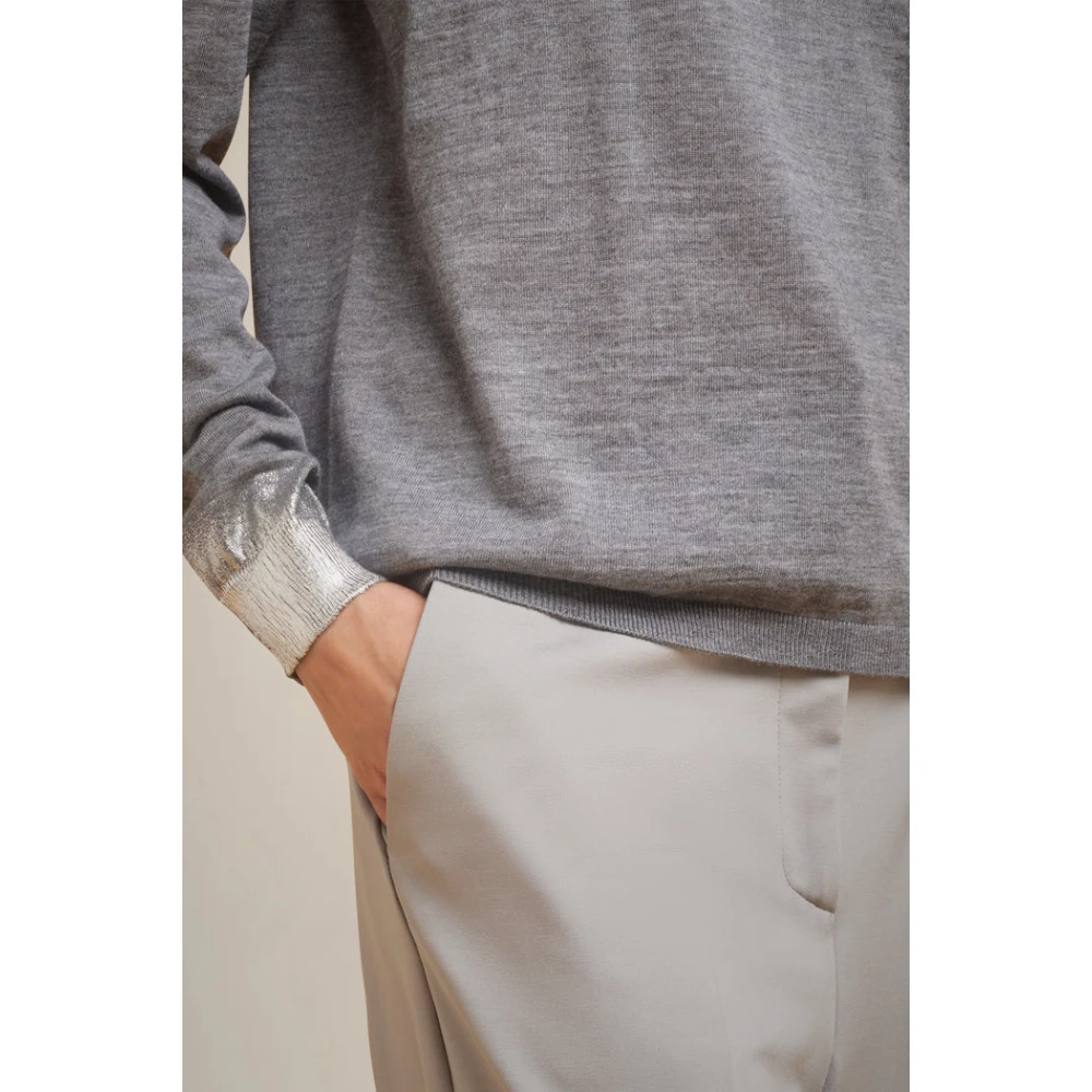 Liviana Conti Merino Wol Ronde Hals Trui Gray Dames
