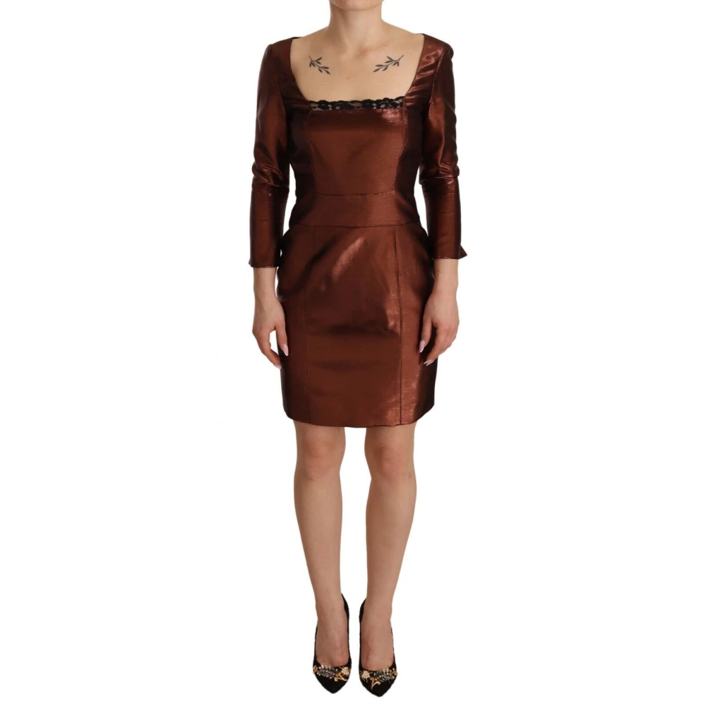 Gianfranco Ferré Elegante Bronzen Vierkante Halsjurk Brown Dames