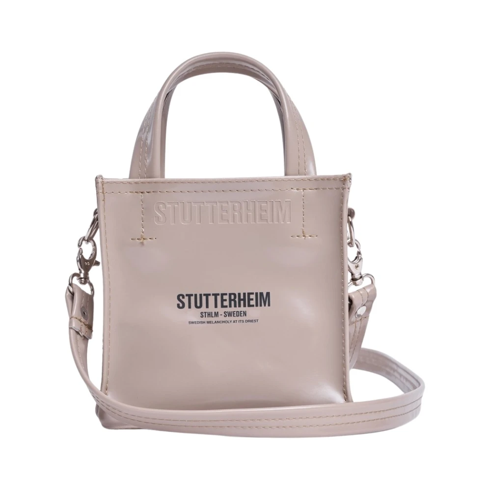 Stutterheim Mini Waterdichte Handtas met Schouderband Beige Dames