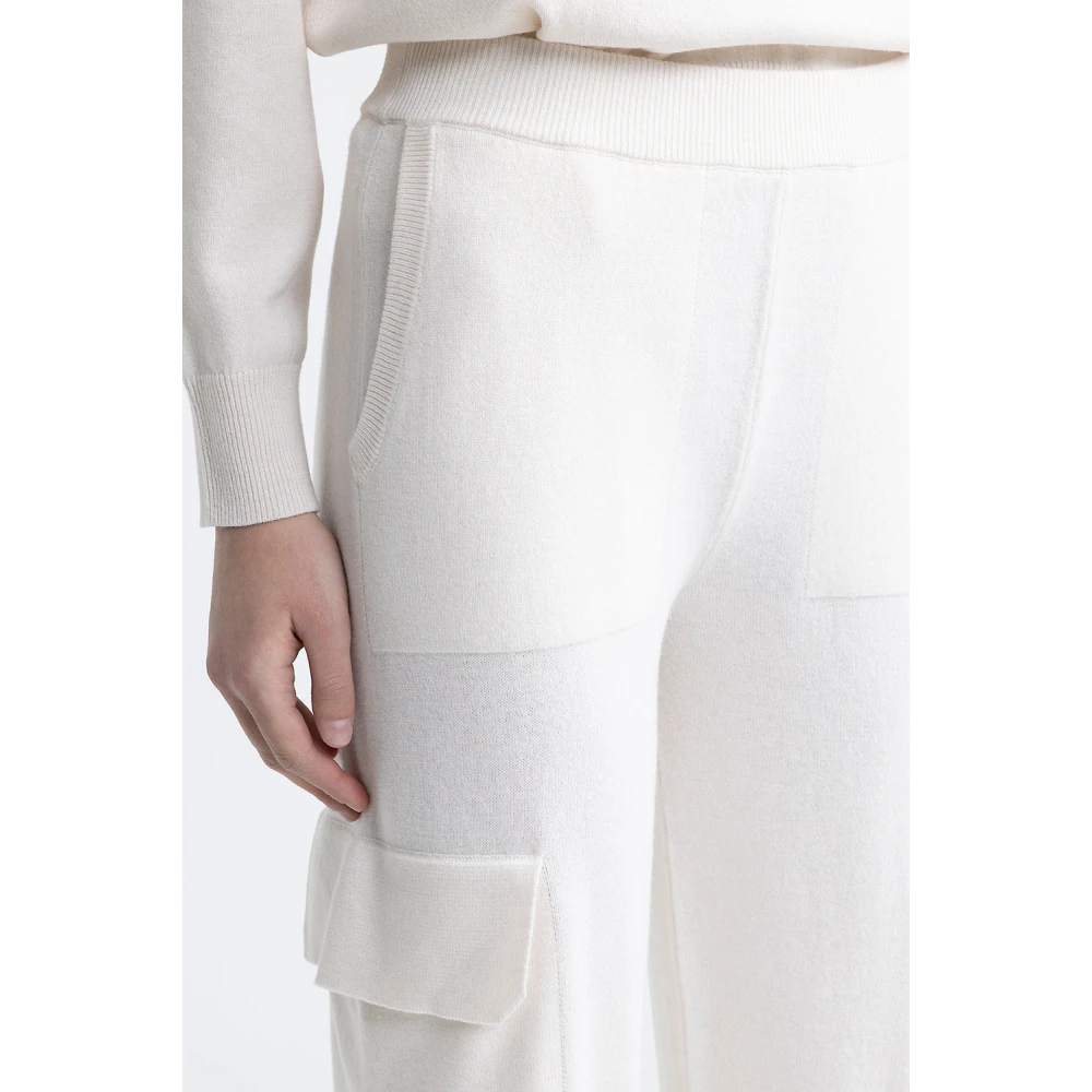 PESERICO Wollen zijden en kasjmier baggy cargo broek White Dames