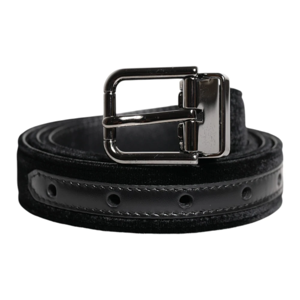 Dolce & Gabbana Men's Black Belts, One Size, Metal Buckle Classic Belt