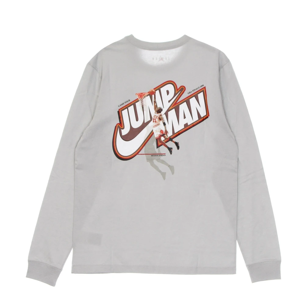 Jordan Lange Mouw Tee met Print Design Gray Heren
